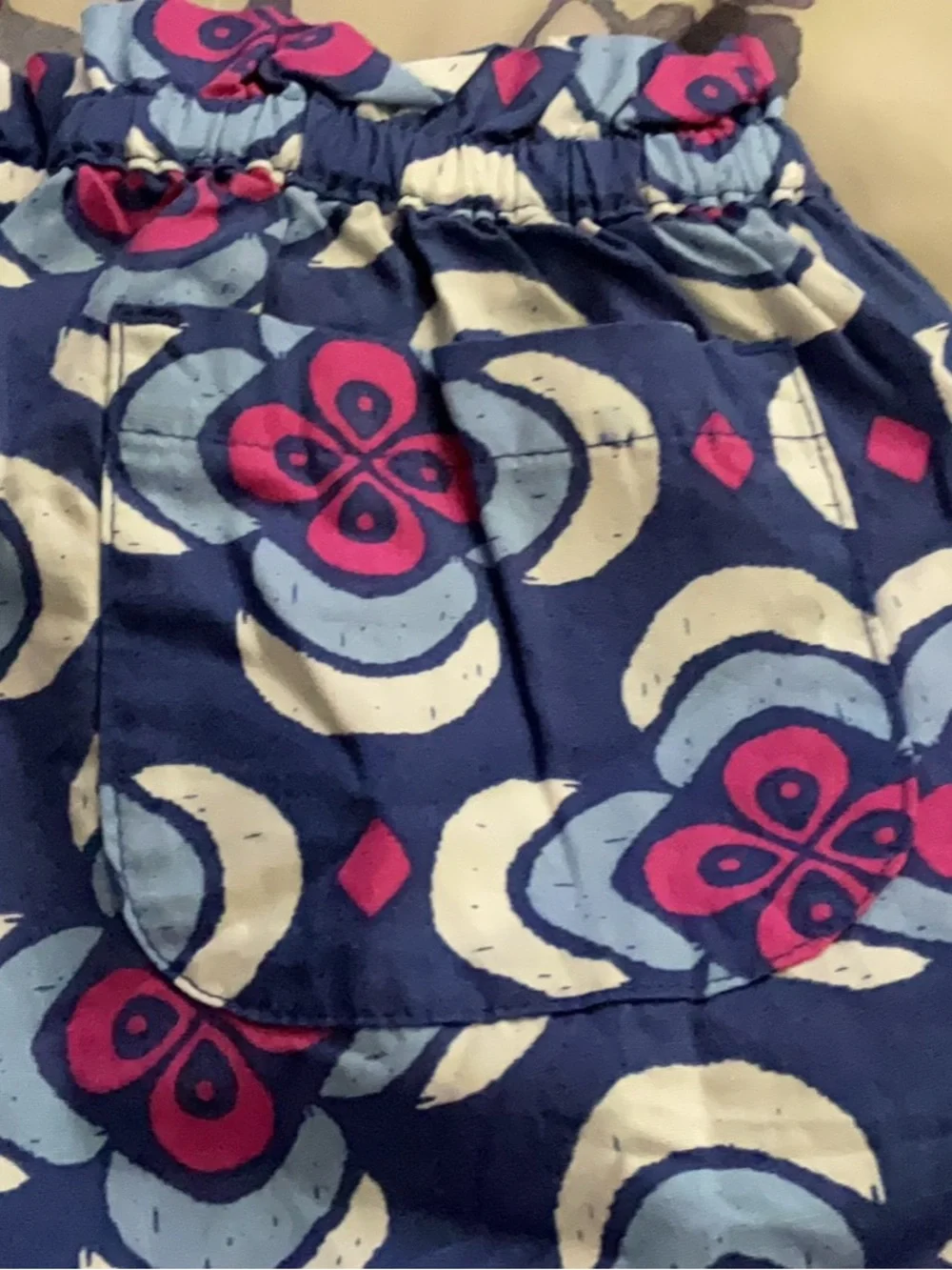 Gymboree Navy Blue Shorts with Pink & Light Blue Floral Print, pink matching top